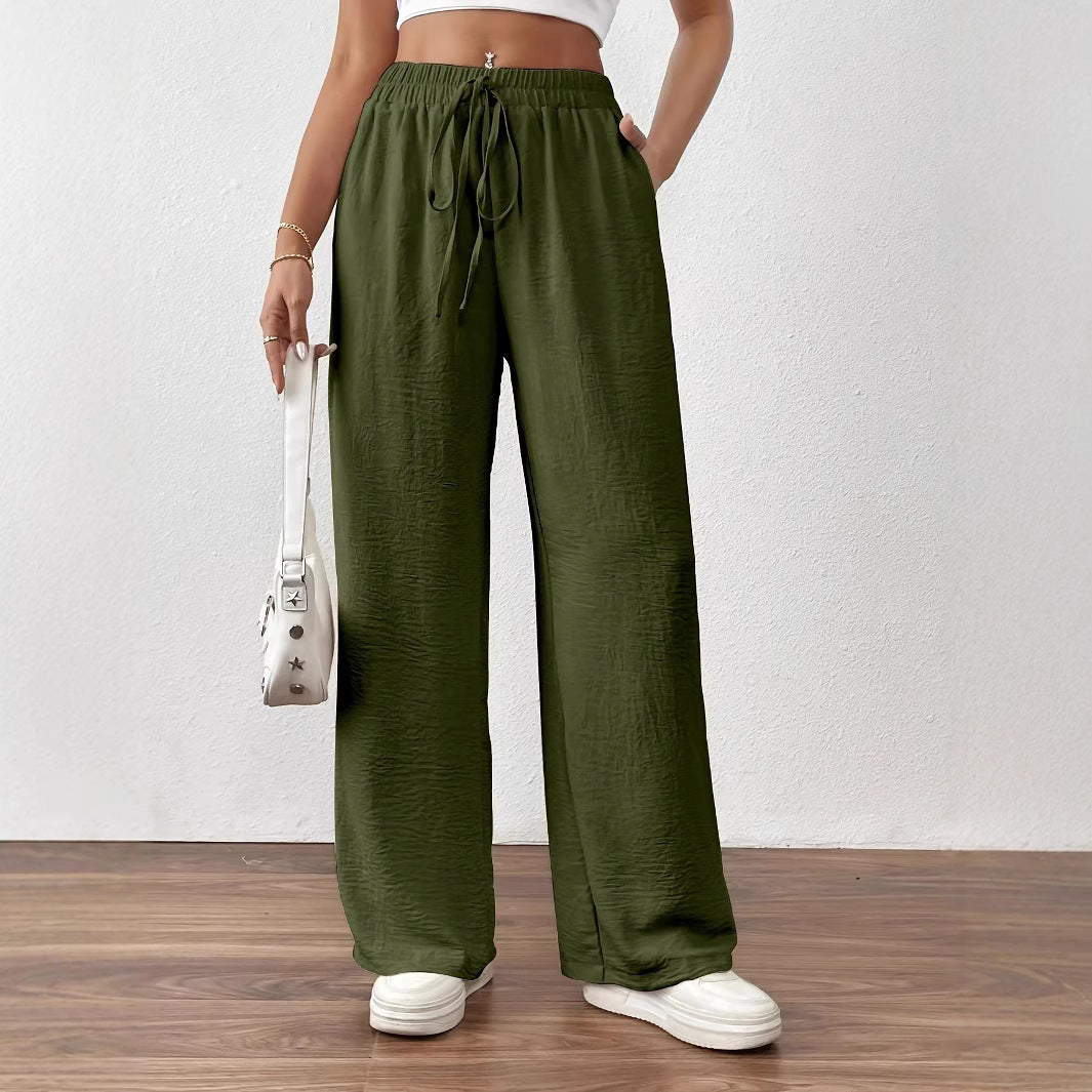 Damen weite Palazzo-Hose mit elastischem Bund und taillierbarem Kordelzug Stalluxe