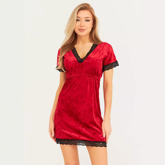 Damen verführerisches Nachthemd mit elegantem Spitzen-Ausschnitt Stalluxe