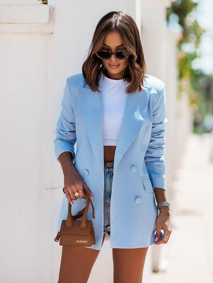 Damen Eleganter Oversized-Blazer mit doppelter Knopfleiste und schlichten Details Stalluxe
