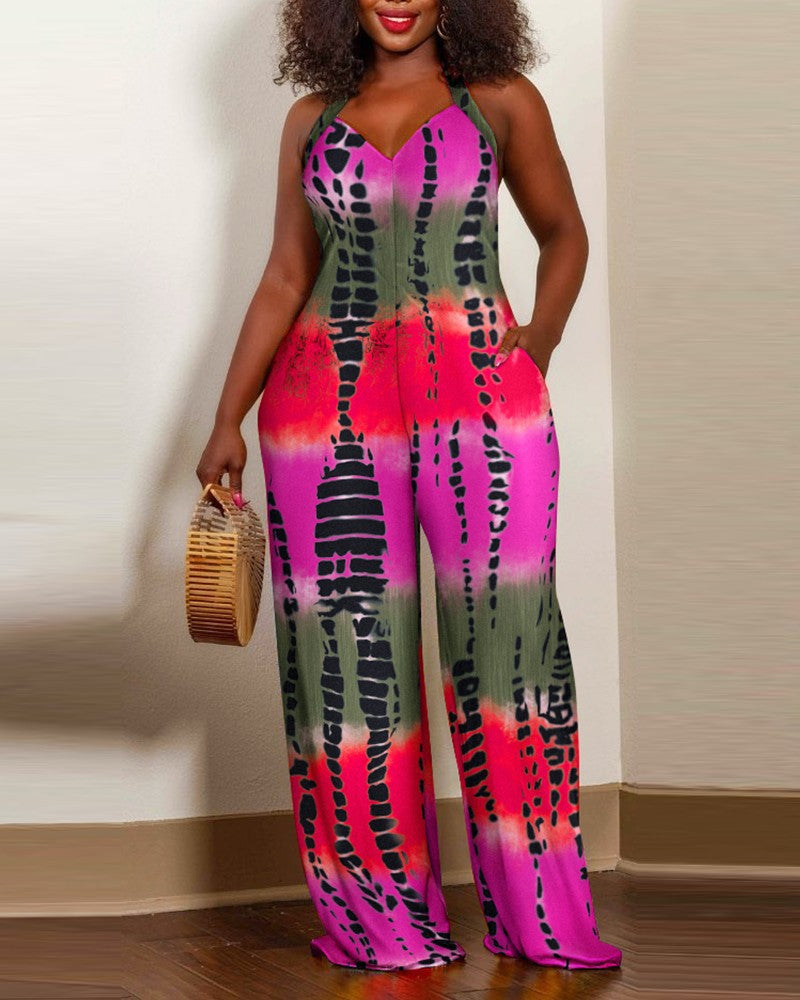 Damen Jumpsuit mit floralem Design und weitem Bein Stalluxe