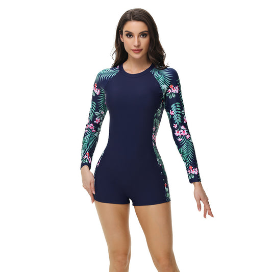 Damen Langarm Surfanzug mit sportlichem Schnitt und floralem Muster Stalluxe
