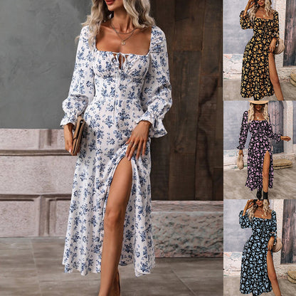 Damen Maxikleid mit tiefem Schlitz und floralem Design Stalluxe