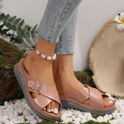 Damen Riemchen-Sandalen mit anatomischem Fußbett und komfortabler Wedge-Sohle Stalluxe