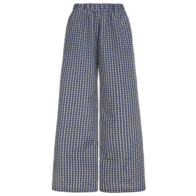 Damen Weite Karottenhose mit elastischem Bund und feinem Karo-Muster Stalluxe