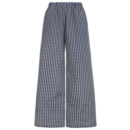 Damen Weite Karottenhose mit elastischem Bund und feinem Karo-Muster Stalluxe