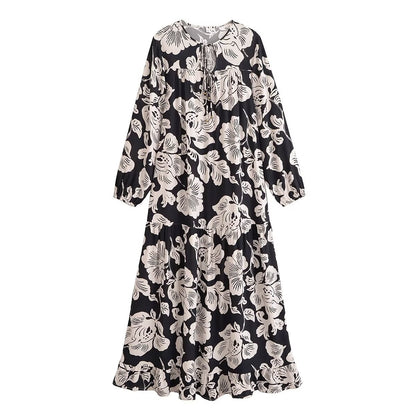 Damen Maxi-Kleid mit floraler Stickerei und eleganten Volants Stalluxe