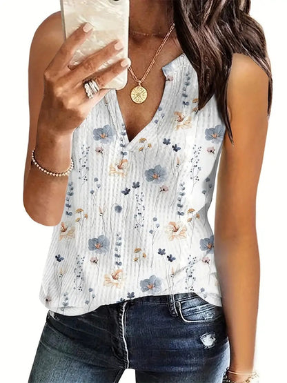 Damen luftiges Blusenshirt mit floralem Druck und V-Ausschnitt Stalluxe