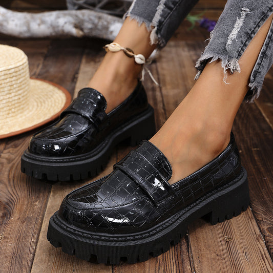 Damen Mokassins mit modernem Kroko-Design und robustem Profil Stalluxe