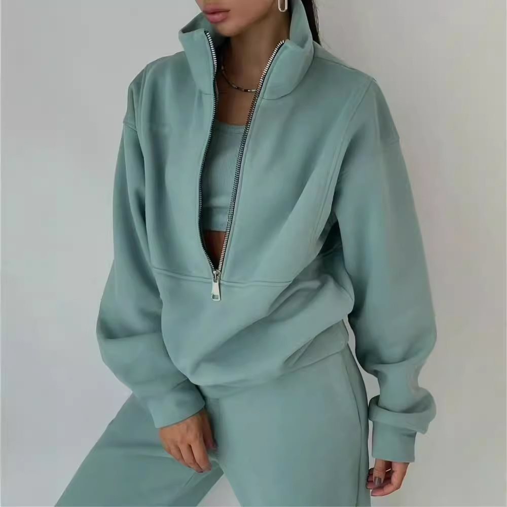 Damen Hochwertiger Zip-Pullover mit hohem Kragen und weicher Innenseite Stalluxe