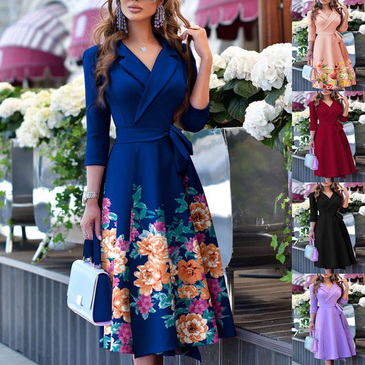 Damen Maxikleid mit floralem Schnitt und tailliertem Design Stalluxe