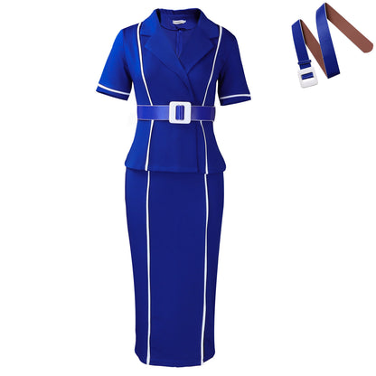 Damen Blazer-Kleid mit tailliertem Schnitt und abnehmbarer Taillengürtelschnalle Stalluxe