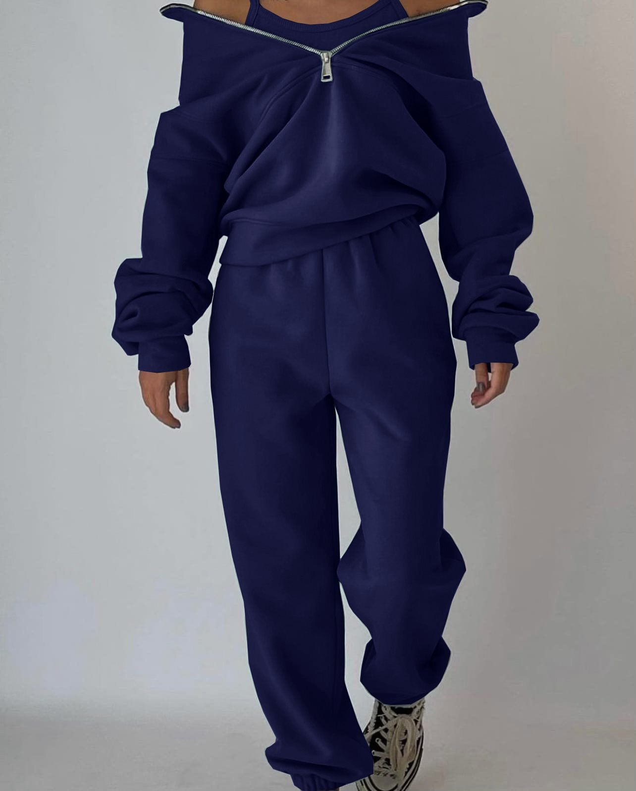 Damen Hochwertiger Zip-Pullover mit hohem Kragen und weicher Innenseite Stalluxe