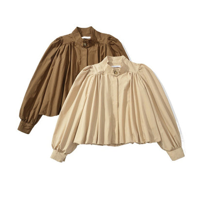 Damen modische Blusenjacke mit einzigartiger Drapierung und Knopfdetails Stalluxe
