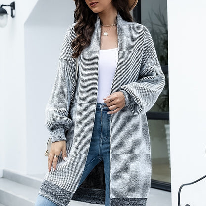 Damen Langer Strickcardigan mit modischem Design und breiten Ärmeln Stalluxe