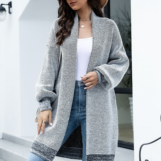 Damen Langer Strickcardigan mit modischem Design und breiten Ärmeln Stalluxe