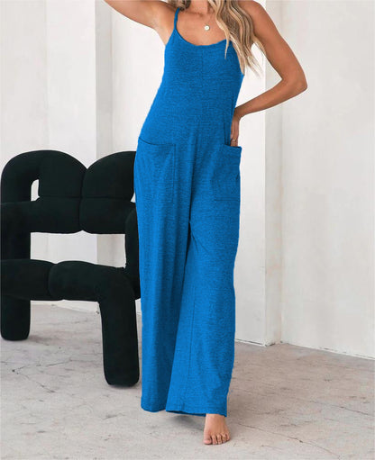 Damen Lässiger Jumpsuit mit weit geschnittenem Bein und praktischen Taschen Stalluxe
