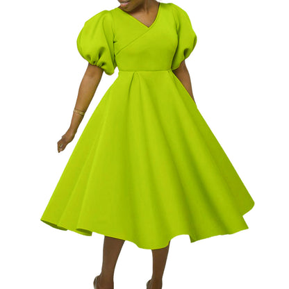 Damen Maxikleid mit voluminösen Puffärmeln und eleganter A-Linien-Silhouette Stalluxe