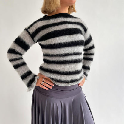 Damen Mohair-Strickpullover mit modischem Streifenmuster Stalluxe