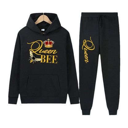 Damen Hoodie und Jogginghose Set mit kreativem "Queen Bee" Design Stalluxe
