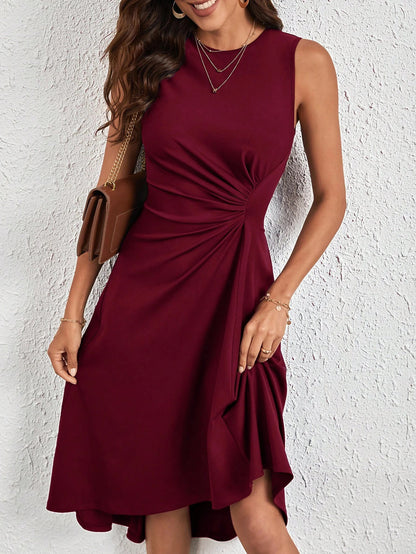 Damen Knielanges Wickelkleid mit asymmetrischem Saum und Raffung Stalluxe