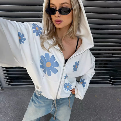 Damen Kapuzenjacke mit floralen Motiven und lässigem Schnitt Stalluxe