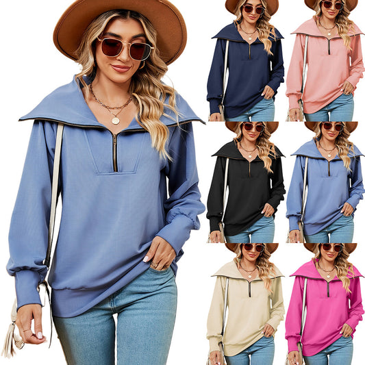 Damen Pullover mit modernem Stehkragen und Reißverschluss Stalluxe
