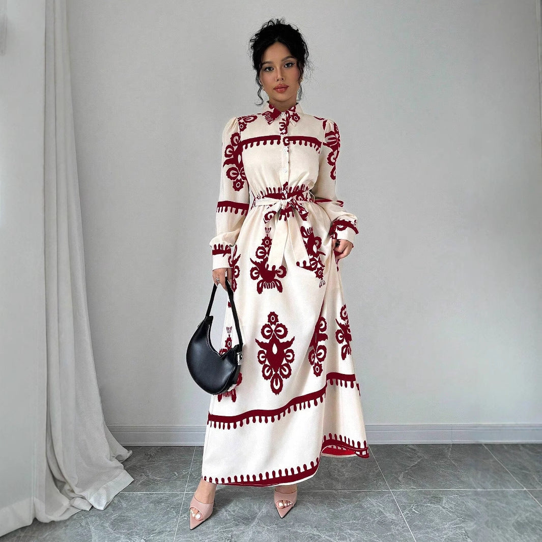 Damen Maxikleid mit Vintage-Muster Stalluxe