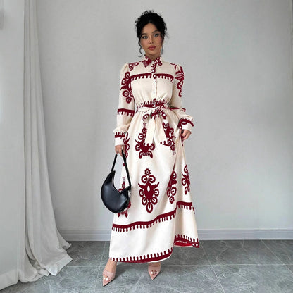 Damen Maxikleid mit Vintage-Muster Stalluxe