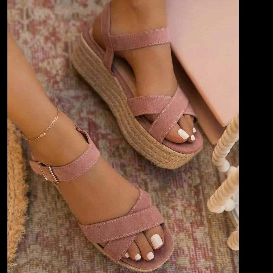 Damen Wedge-Sandaletten mit komfortablem Fußbett und elastischen Riemen Stalluxe
