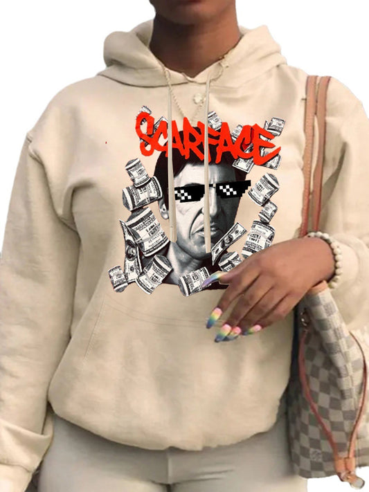 Damen Kapuzenpullover mit kreativem Grafikdruck Stalluxe