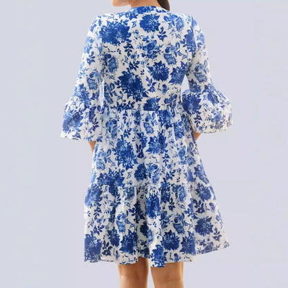Damen Blumenkleid mit voluminösen Ärmeln und eleganter Passform Stalluxe