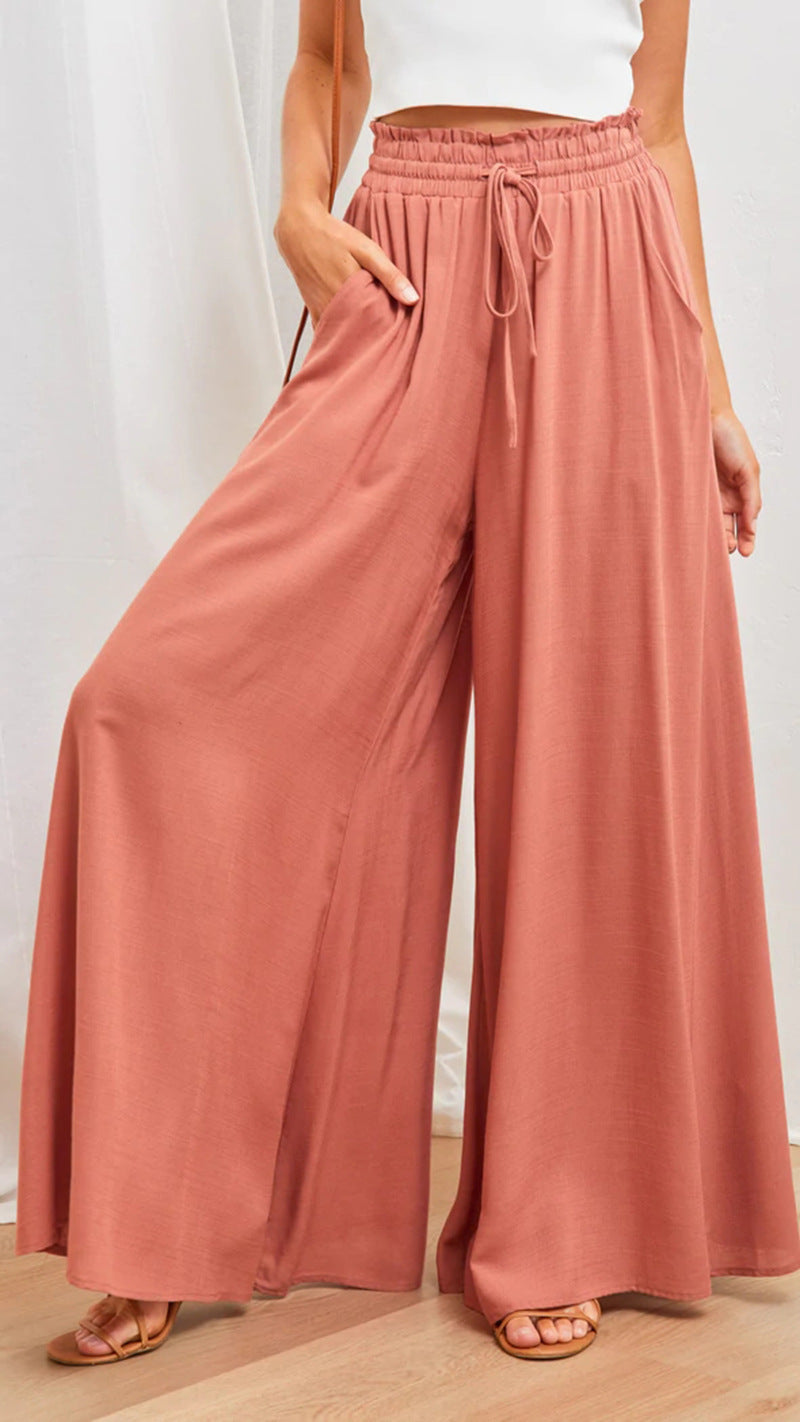Women's Bohemian Style Maxi Skirt with Drawstring Waist Stalluxe Orange Red
