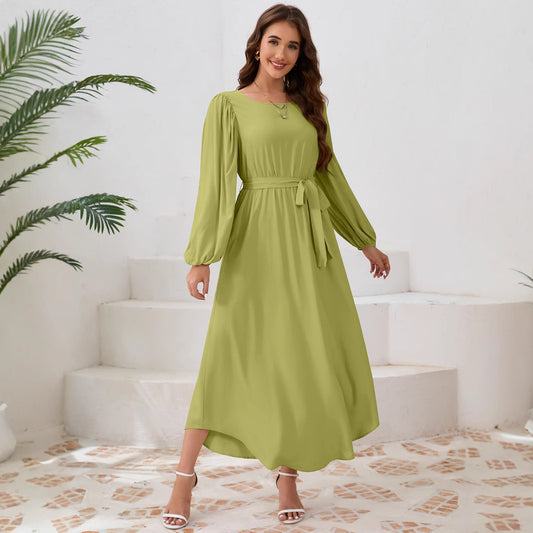 Damen Elegantes Maxikleid mit weitem Schnitt und Ballonärmeln Stalluxe