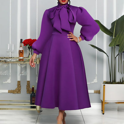 Damen Maxikleid mit voluminösen Ärmeln und eleganten Schleifendetails Stalluxe