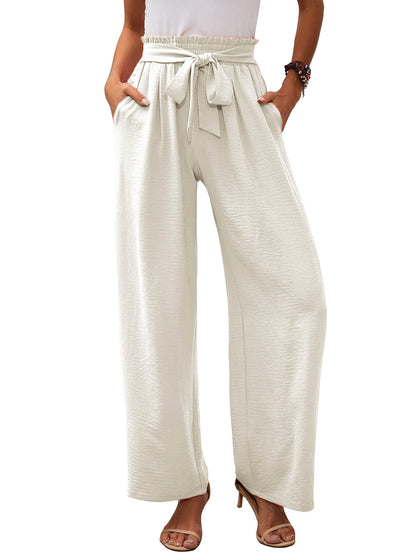 Damen Weite Stoffhose mit Elastischem Bund und Gürteldetail Stalluxe