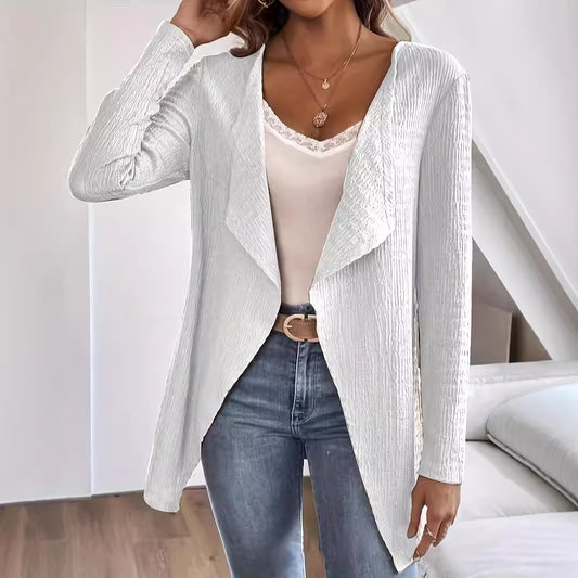 Damen lässige Strickjacke mit asymmetrischem Schnitt und strukturierter Oberfläche Stalluxe