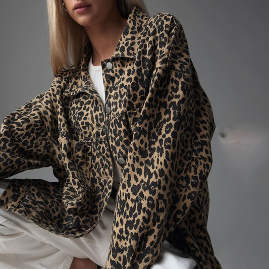 Damen modische Leo-Print Hemdjacke Stalluxe