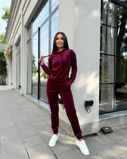 Damen Fleece-Jogginganzug mit Kapuze und elastischem Bund Stalluxe