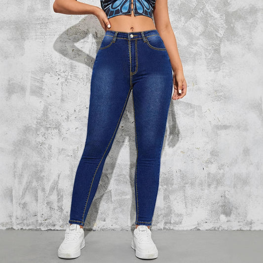 Damen Hochtaillierte Skinny Jeans mit elastischem Komfort und Nähteffekten Stalluxe