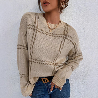 Damen Karierter Strickpullover Stalluxe