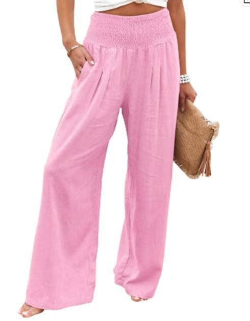 Damen Weite Leinenhose mit elastischem Bund Stalluxe
