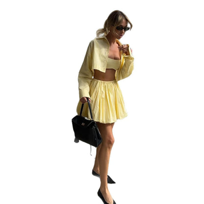 Damen Crop-Hemd und Rüschenshorts-Set Stalluxe
