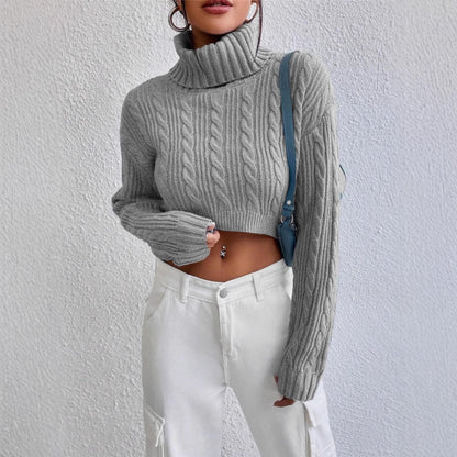 Damen Grobstrick Pullover mit hohem Kragen Stalluxe