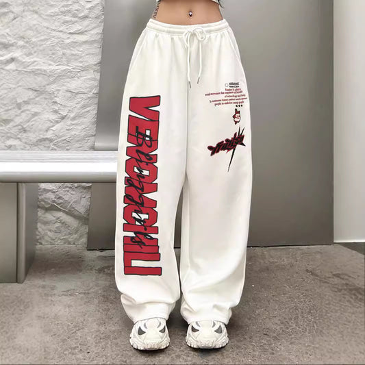Damen lässige Weitgeschnittene Sweatpants mit grafischem Druck Stalluxe