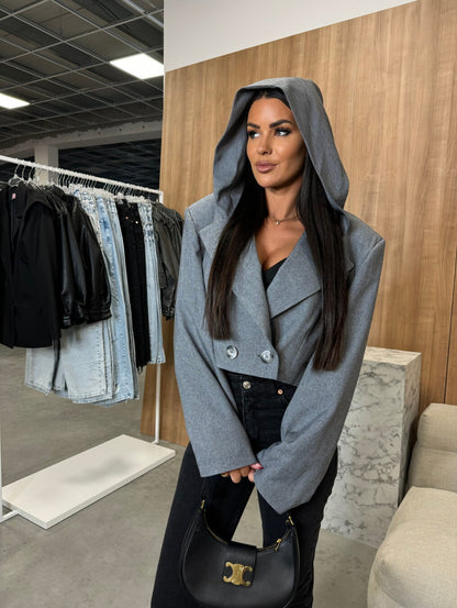 Damen Modische Kapuzenjacke im Oversize-Schnitt mit doppelter Knopfverschluss Stalluxe
