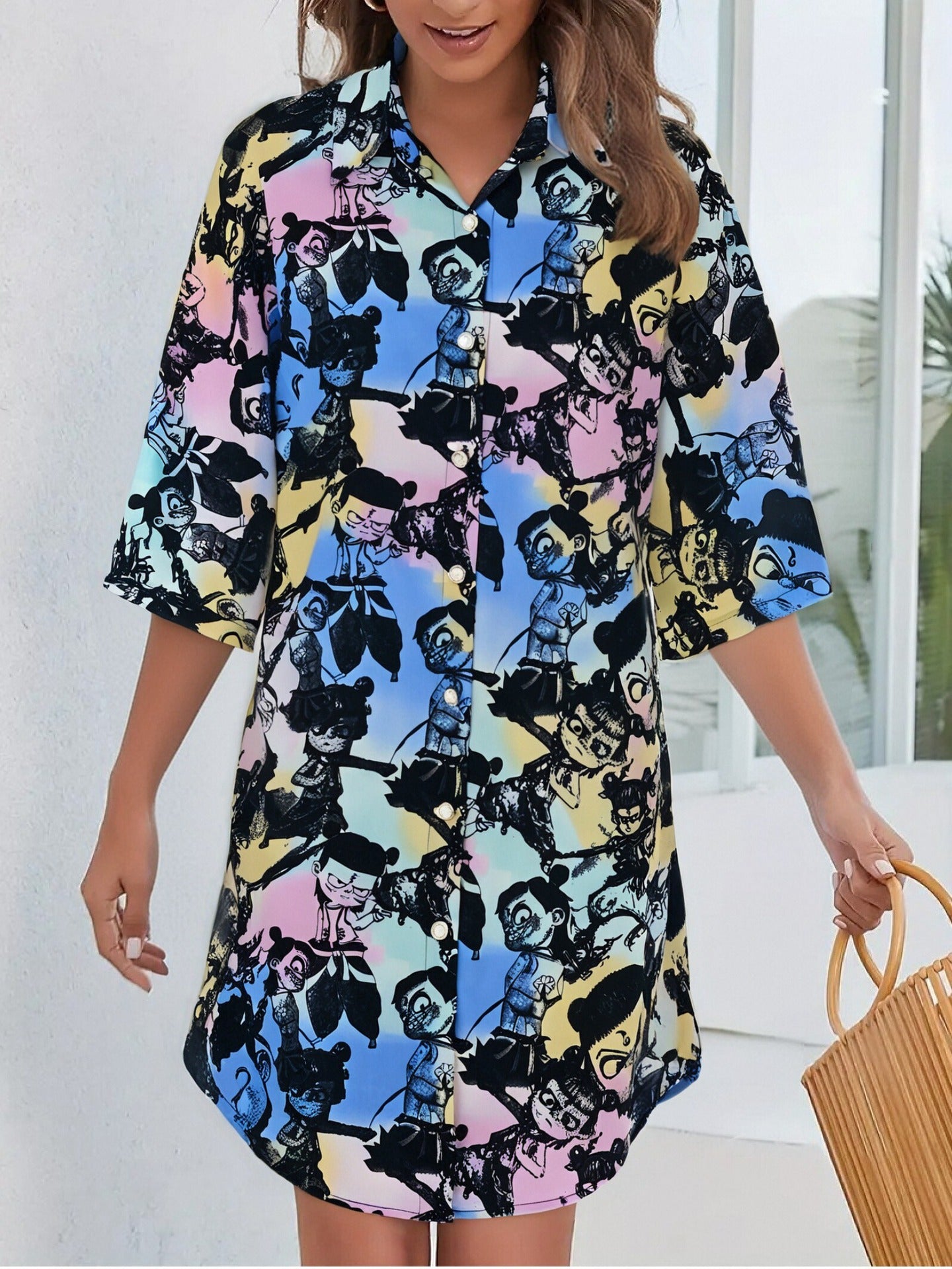 Damen Sommerliches Freizeitkleid mit farbenfrohem Blumenmuster und legerem Schnitt Stalluxe