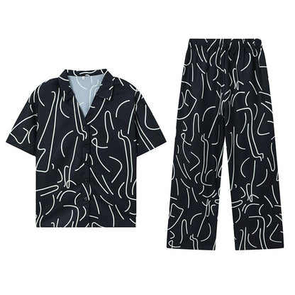 Damen Pyjama-Set mit modernem grafischem Design Stalluxe