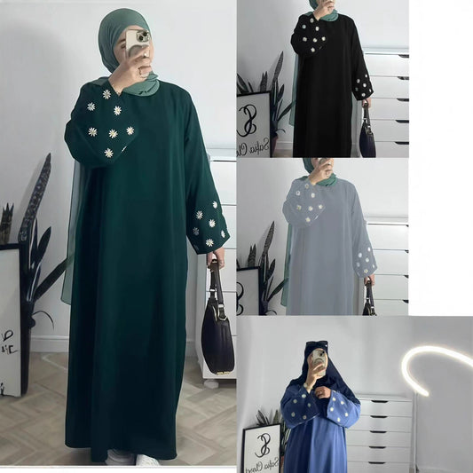 Damen elegantes Tunikakleid mit floralem Stickmuster Stalluxe