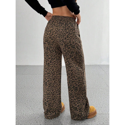Damen weite Freizeithose mit Leo-Muster Stalluxe