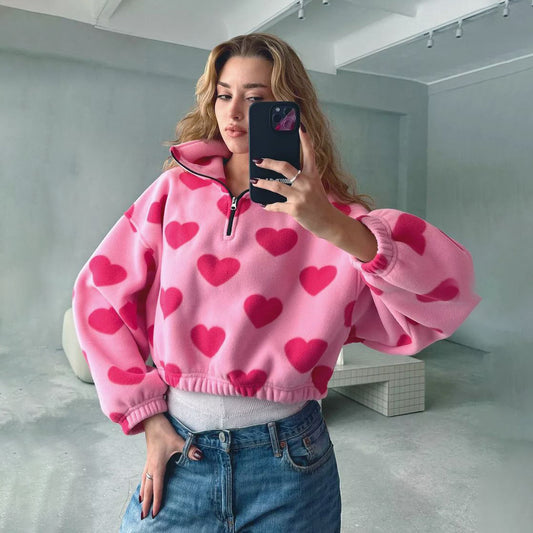 Damen Crop-Pullover mit Wolkenmuster Stalluxe